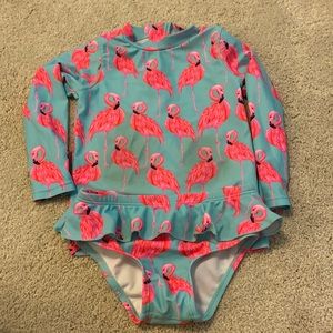 2/$20 Flamingo Rashguard with bottoms 18-24M
